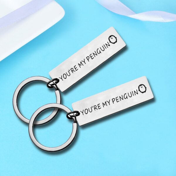 Portachiavi pinguino Nimteve regalo coppie acciaio-2