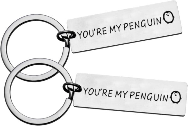 Portachiavi pinguino Nimteve regalo coppie acciaio-0