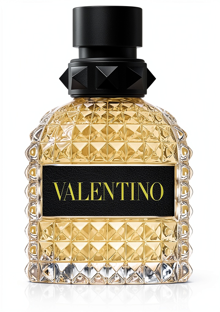'Valentino Uomo Born In Roma Yellow Dream EDT Vapo 50 ml su un tavolo'