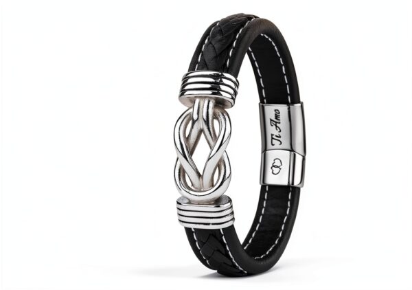 Bracciale Uomo Acciaio Inossidabile Pelle Regalo Natale