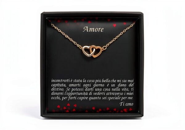 TILOVE Collana Donna Cuori Intrecciati Messaggio Amore